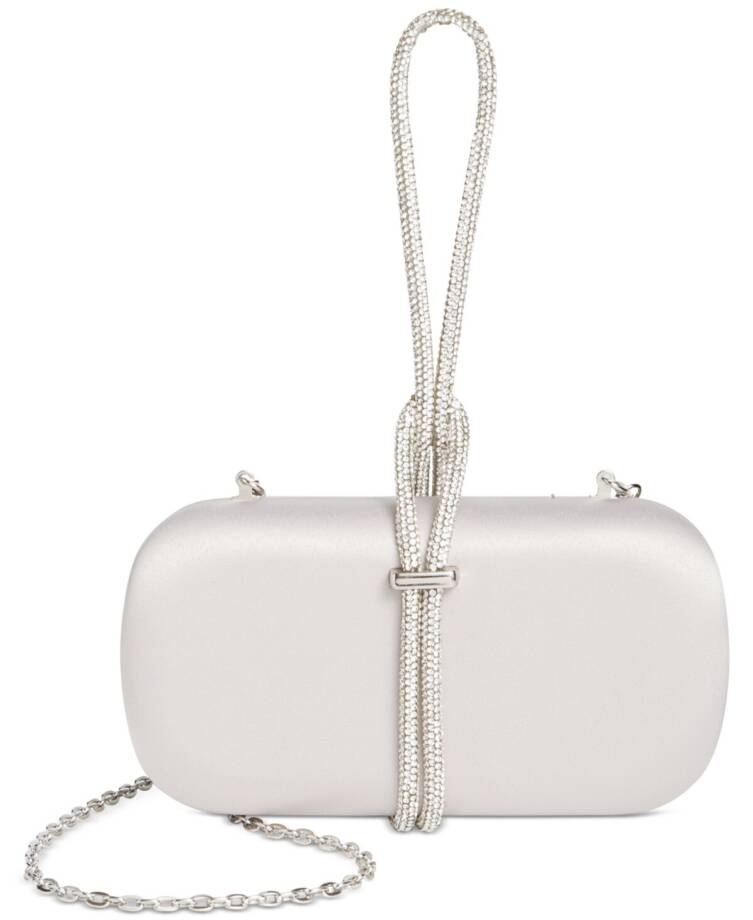 INC International Concepts Aleesha Crystal Rope Clutch Women's Silver Removable