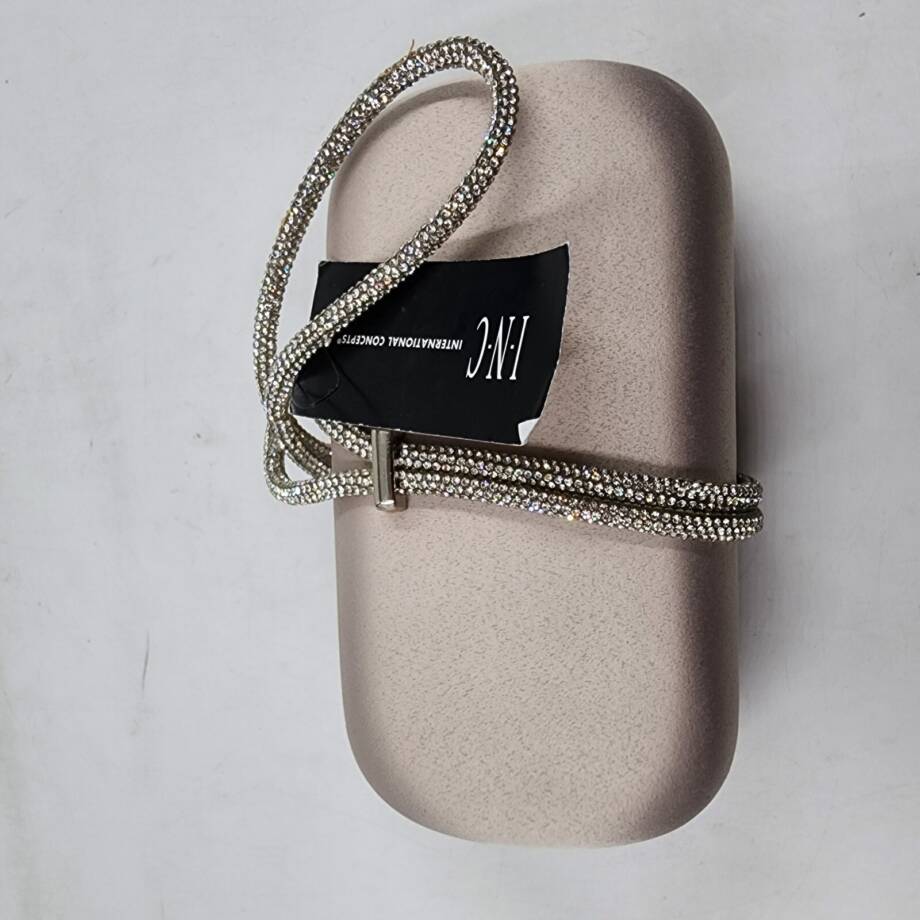 INC International Concepts Aleesha Crystal Rope Clutch Women's Silver Removable