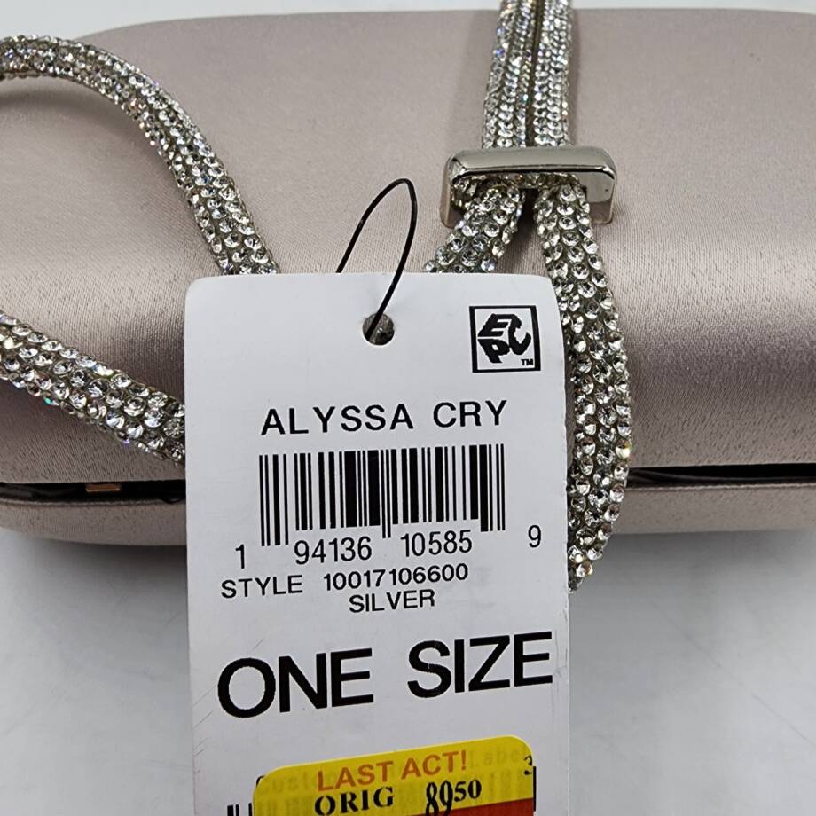 INC International Concepts Aleesha Crystal Rope Clutch Women's Silver Removable