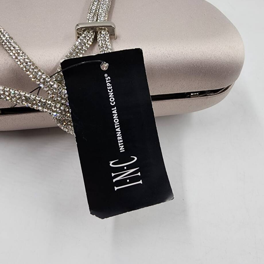 INC International Concepts Aleesha Crystal Rope Clutch Women's Silver Removable