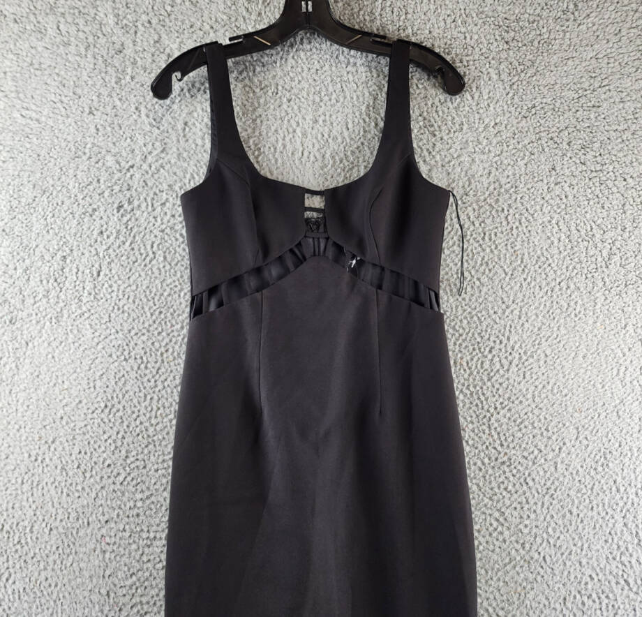 Aidan Mattox Square Neck Cut-Out Maxi Evening Dress Women's 2US Black Back Zip