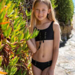 PQ Kids Lace Up Detail Bikini Girls' 6 Black Scoop Neck Elastic Waist Pullover