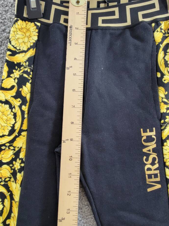Versace Barocco Jogger Pants Boys Black/Gold Printed Elastic Waist Pull On 6