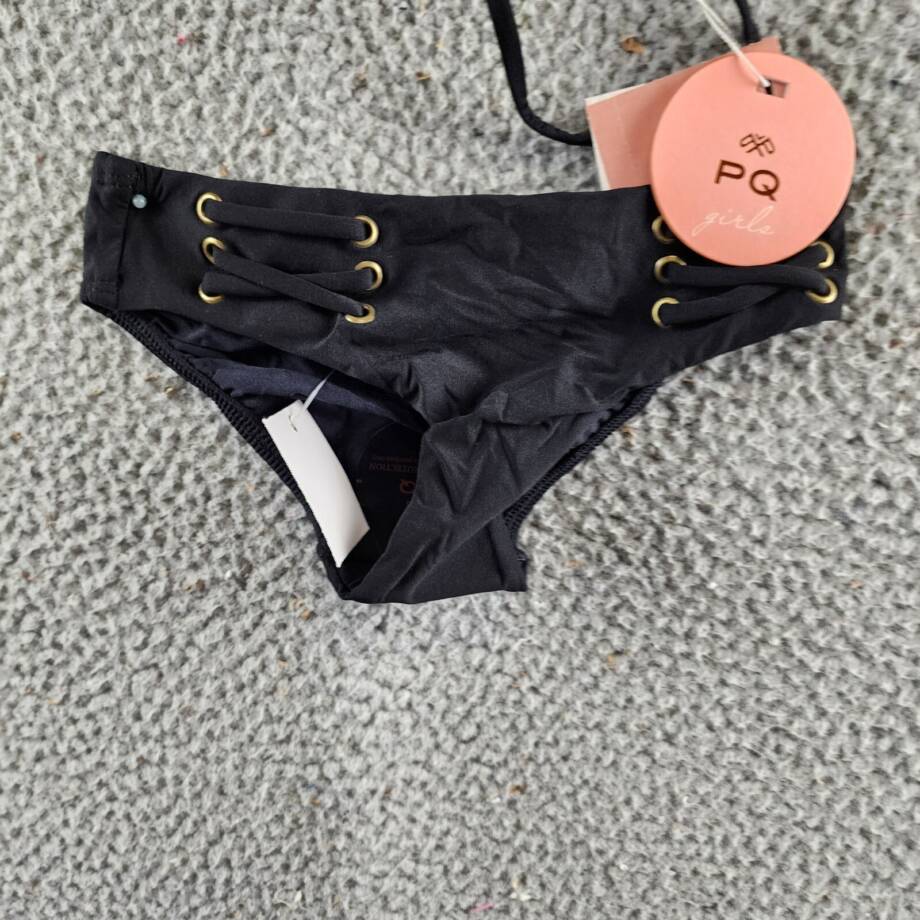PQ Kids Lace Up Detail Bikini Girls' 6 Black Scoop Neck Elastic Waist Pullover