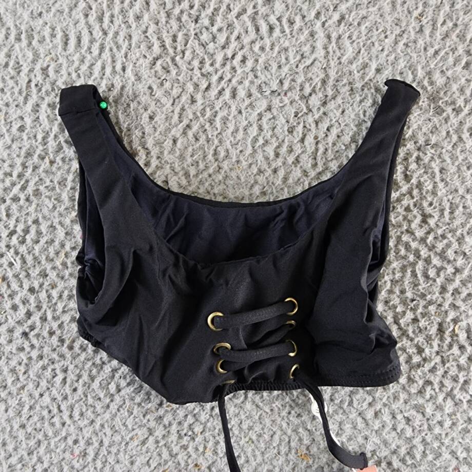 PQ Kids Lace Up Detail Bikini Girls' 6 Black Scoop Neck Elastic Waist Pullover
