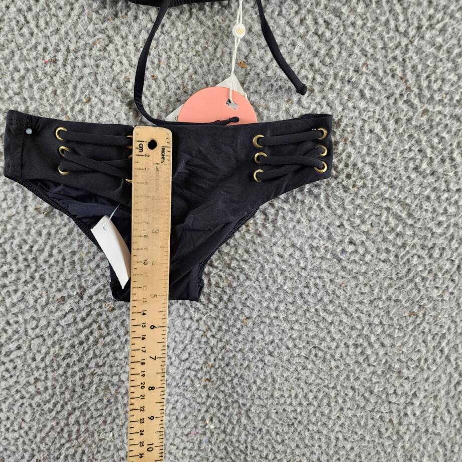 PQ Kids Lace Up Detail Bikini Girls' 6 Black Scoop Neck Elastic Waist Pullover