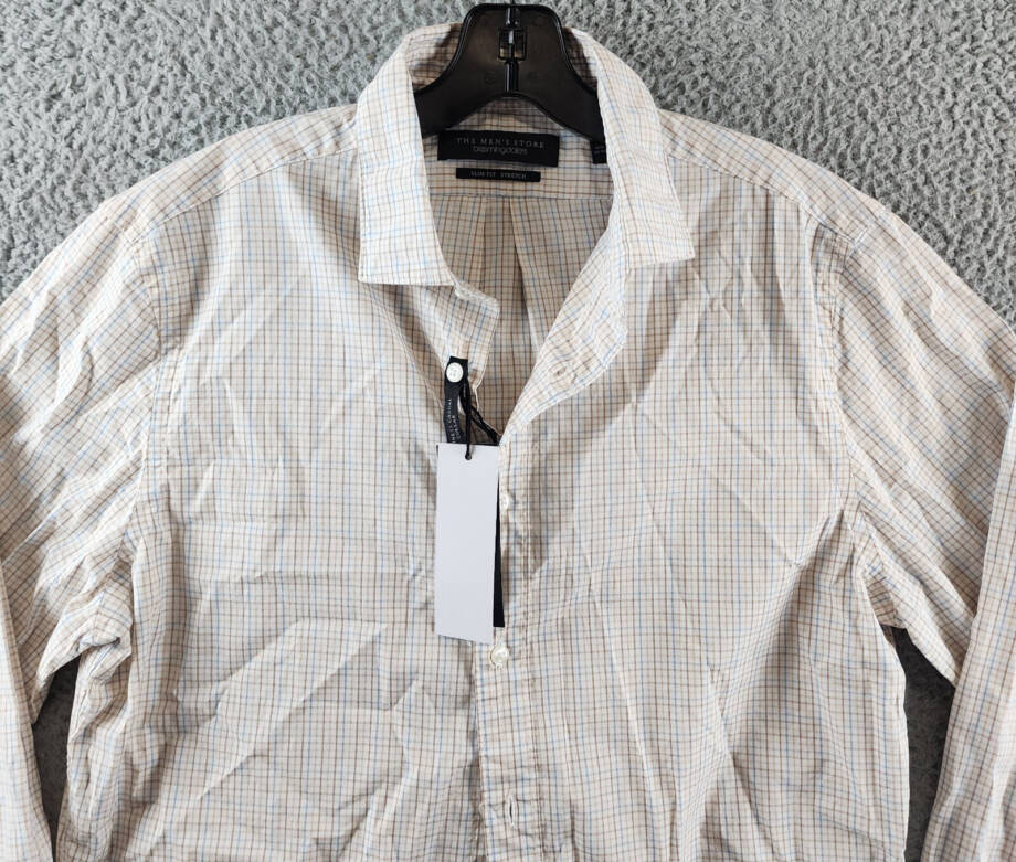 The Men's Store at Bloomingdale's Stretch Slim Fit Dress Shirt M Khaki Multi