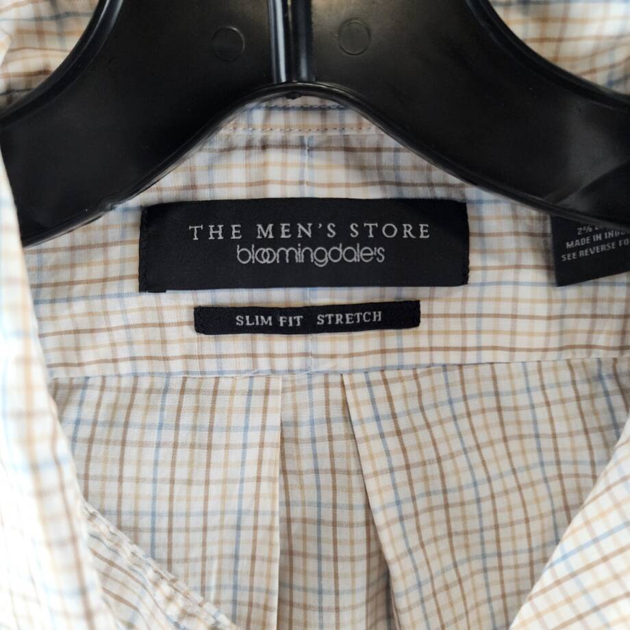 The Men's Store at Bloomingdale's Stretch Slim Fit Dress Shirt M Khaki Multi
