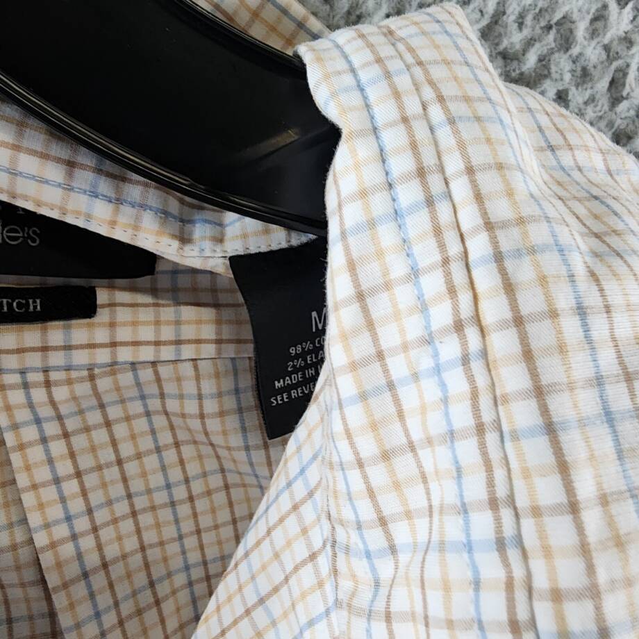 The Men's Store at Bloomingdale's Stretch Slim Fit Dress Shirt M Khaki Multi