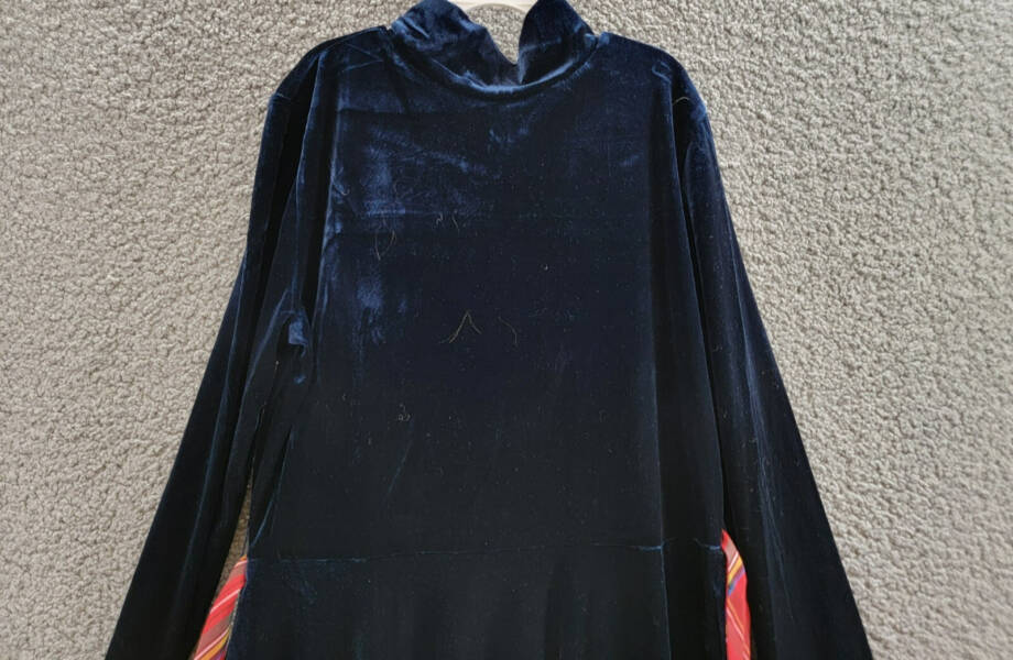 Polo Ralph Lauren Velvet High-Neck Mini Dress Girls' XL (16) Navy Button Neck