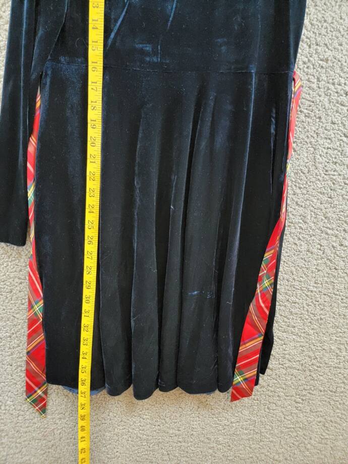 Polo Ralph Lauren Velvet High-Neck Mini Dress Girls' XL (16) Navy Button Neck