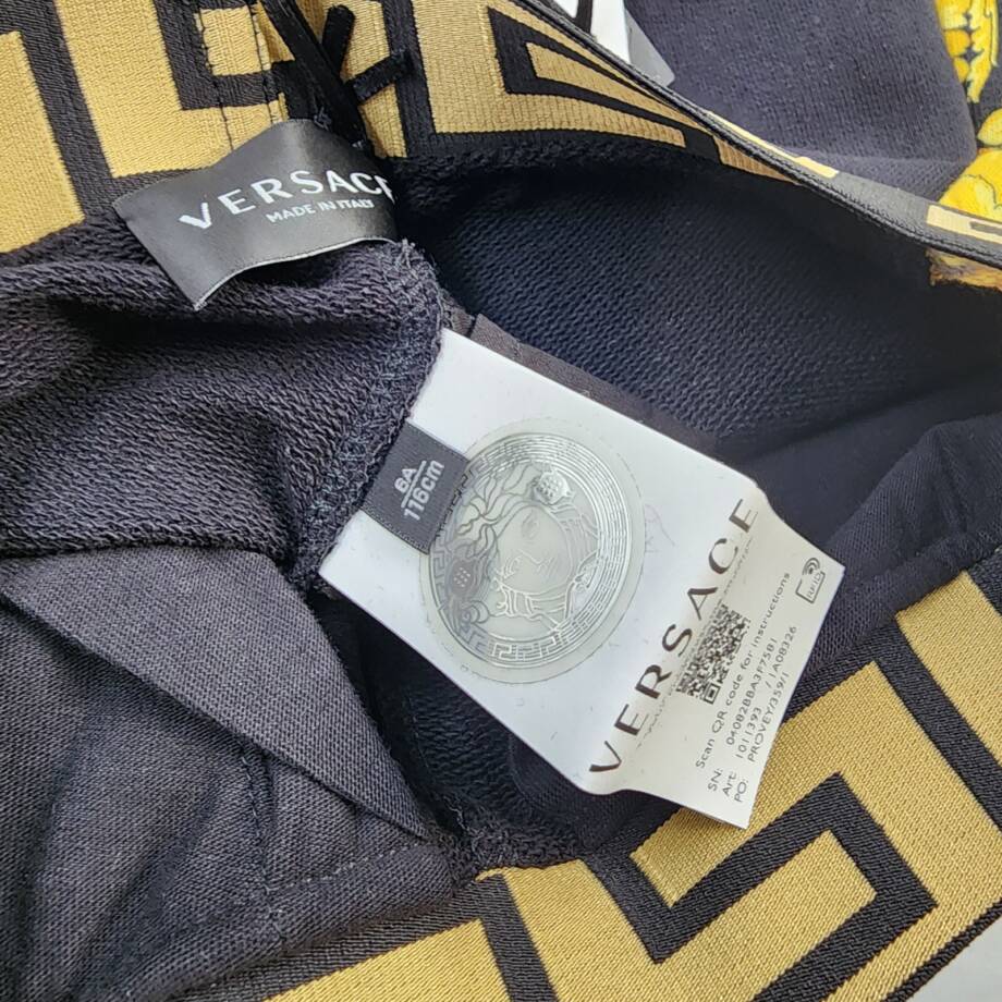 Versace Barocco Jogger Pants Boys Black/Gold Printed Elastic Waist Pull On 6