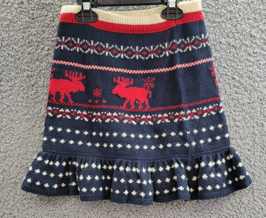 Polo Ralph Lauren Fair Isle Knit Skirt Girls 6X Navy Multi Wool Blend Pull On