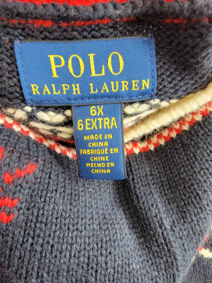 Polo Ralph Lauren Fair Isle Knit Skirt Girls 6X Navy Multi Wool Blend Pull On