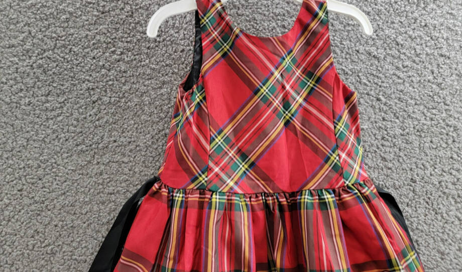 Polo Ralph Lauren Plaid Twill Dress Little Girls' 3 Red Multi Tie Waist Buttoned