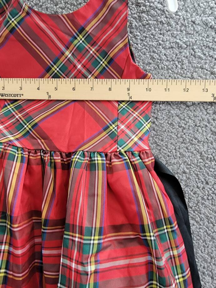 Polo Ralph Lauren Plaid Twill Dress Little Girls' 3 Red Multi Tie Waist Buttoned