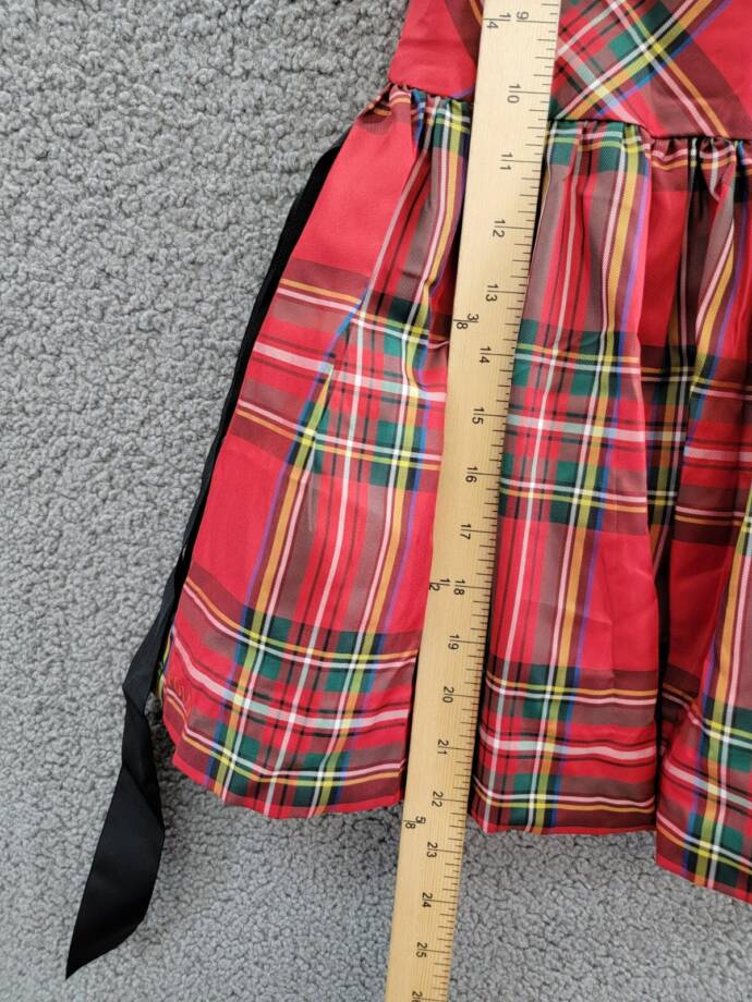 Polo Ralph Lauren Plaid Twill Dress Little Girls' 3 Red Multi Tie Waist Buttoned