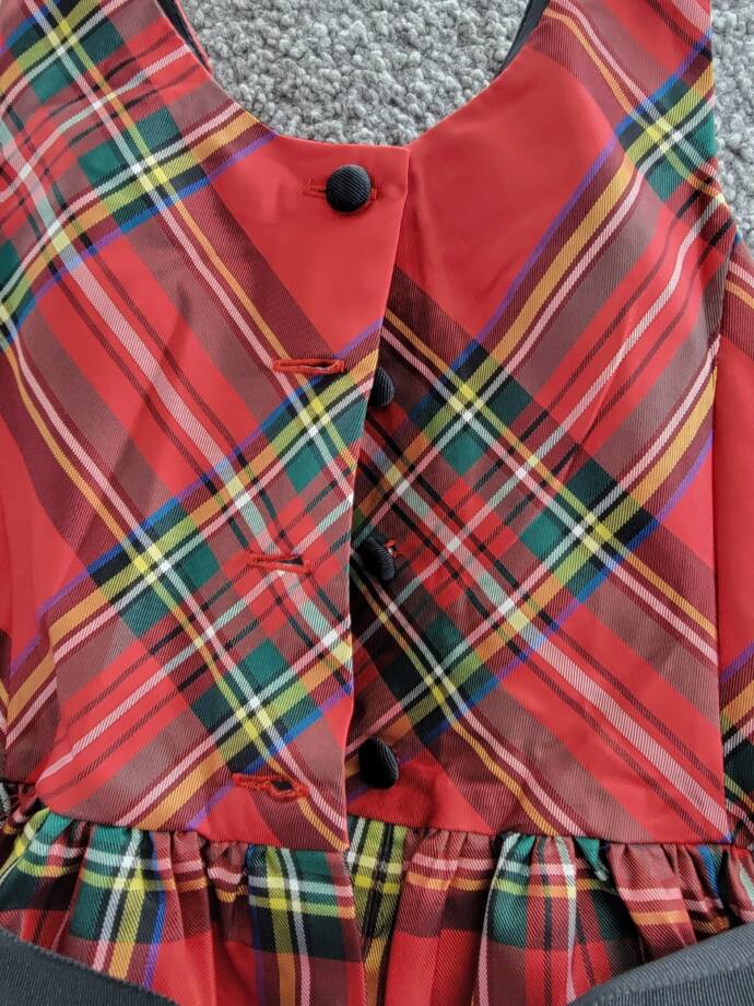 Polo Ralph Lauren Plaid Twill Dress Little Girls' 3 Red Multi Tie Waist Buttoned