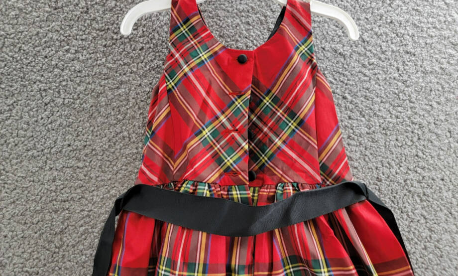 Polo Ralph Lauren Plaid Twill Dress Little Girls' 3 Red Multi Tie Waist Buttoned