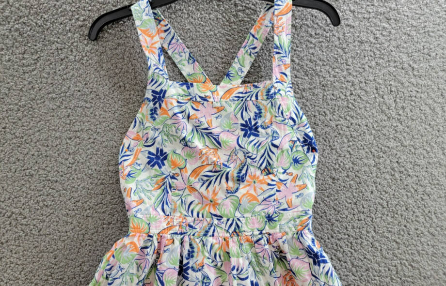 Polo Ralph Lauren Tropical-Print Linen Blend Dress Big Girls 12 Multi Buttoned