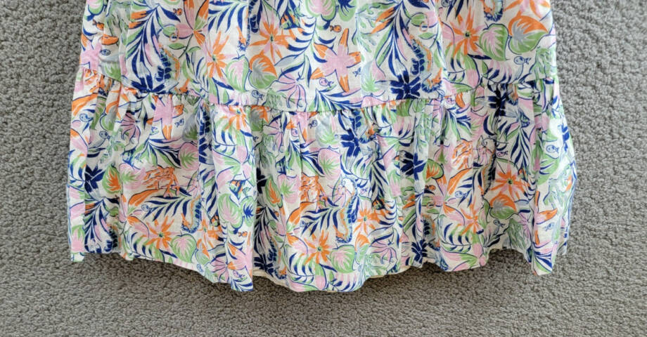 Polo Ralph Lauren Tropical-Print Linen Blend Dress Big Girls 12 Multi Buttoned