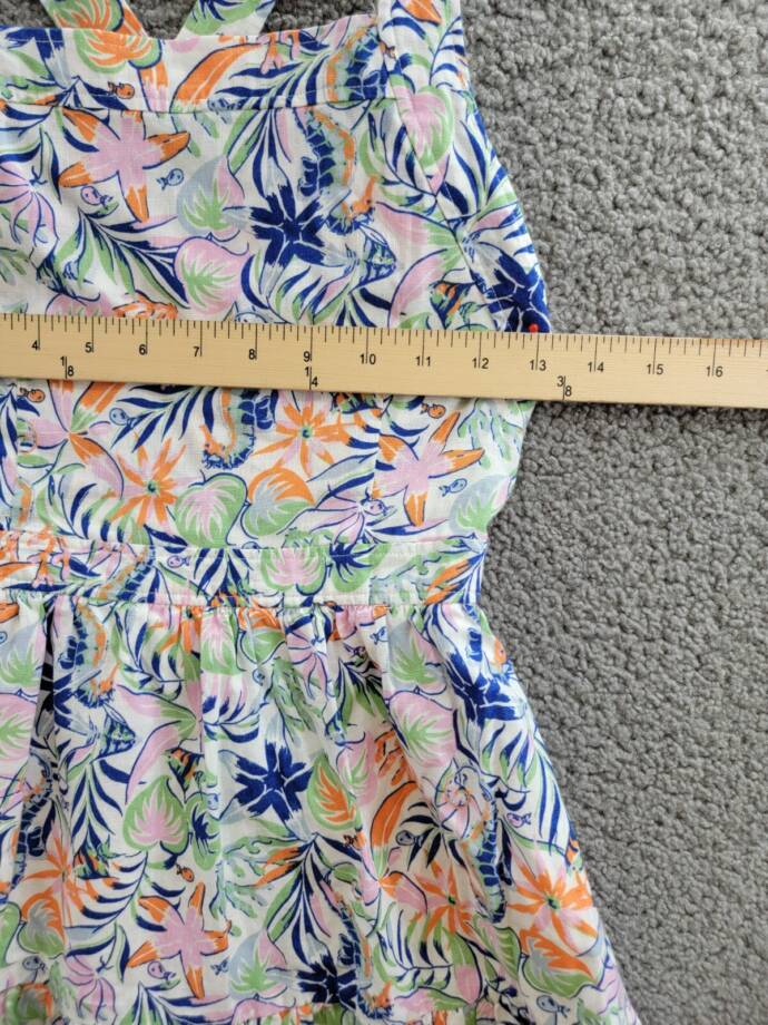 Polo Ralph Lauren Tropical-Print Linen Blend Dress Big Girls 12 Multi Buttoned