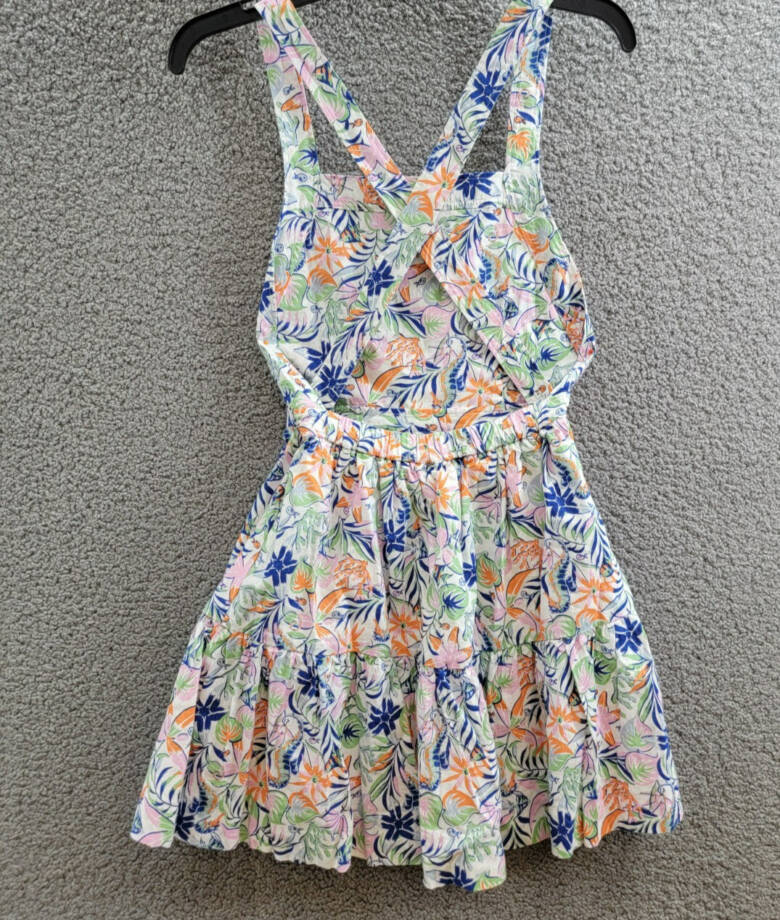 Polo Ralph Lauren Tropical-Print Linen Blend Dress Big Girls 12 Multi Buttoned