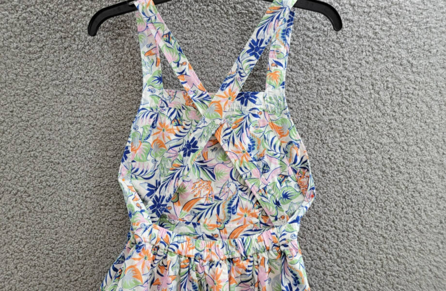 Polo Ralph Lauren Tropical-Print Linen Blend Dress Big Girls 12 Multi Buttoned