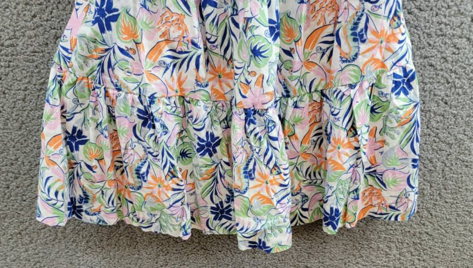 Polo Ralph Lauren Tropical-Print Linen Blend Dress Big Girls 12 Multi Buttoned