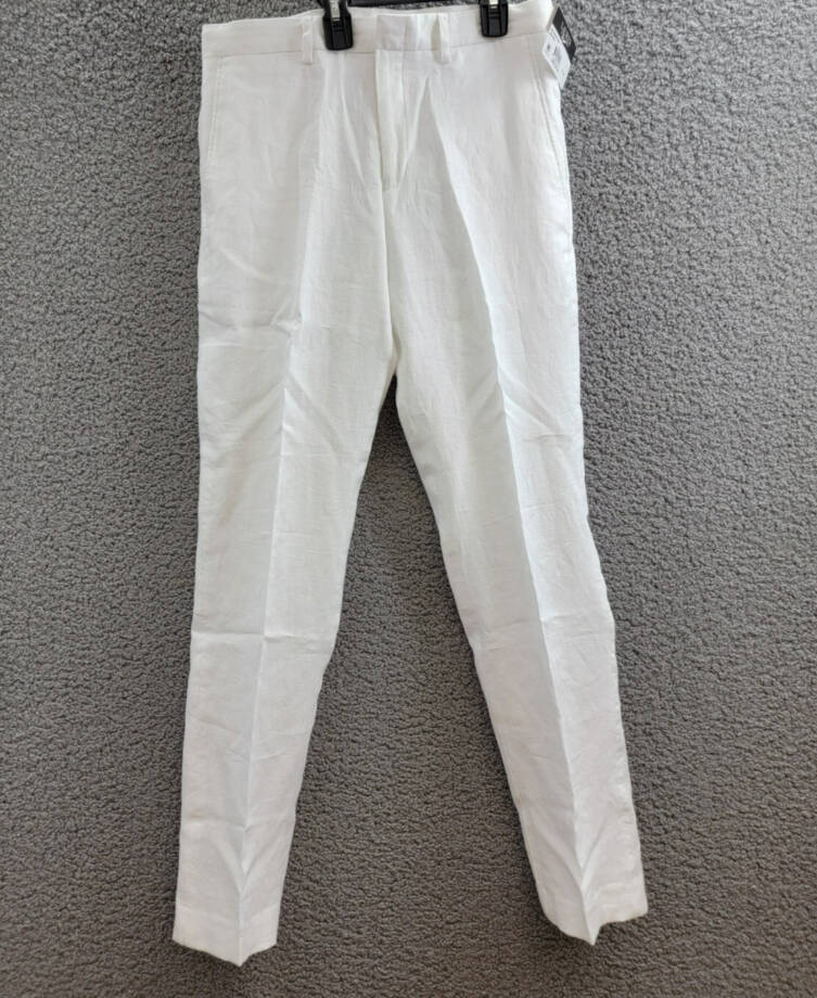 Lauren Ralph Lauren Straight Leg Linen Dress Pants Big Boys 20R White Hook & Bar