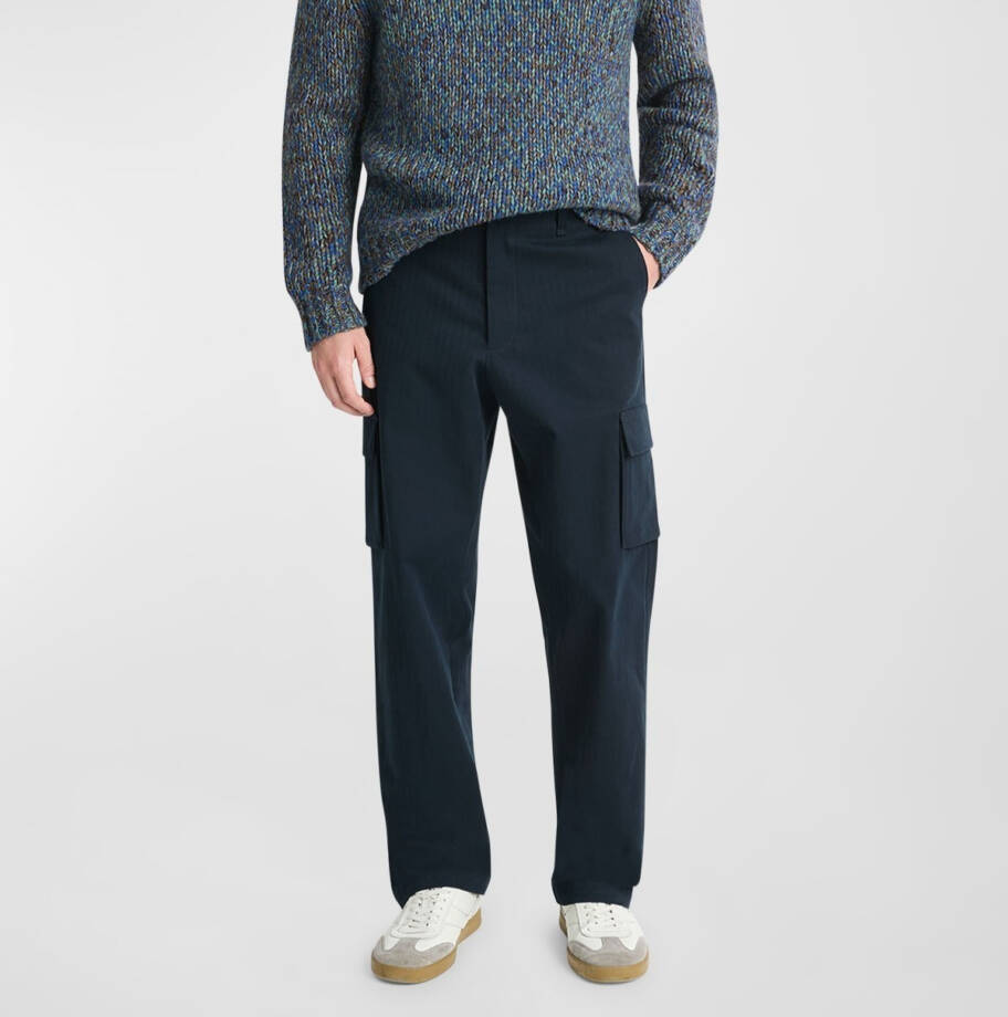 Vince Herringbone Cotton Cargo Pant Men's 33 Coastal Zip Fly With Button Closure