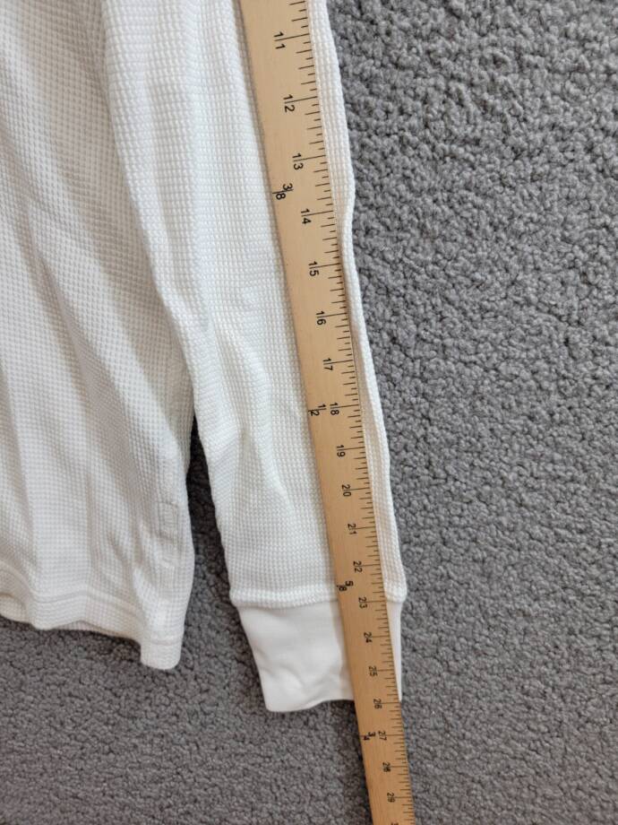 Rag & Bone Long Sleeve Waffle Knit Henley Top Men's S White Button Closure