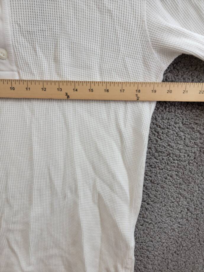 Rag & Bone Long Sleeve Waffle Knit Henley Top Men's S White Button Closure