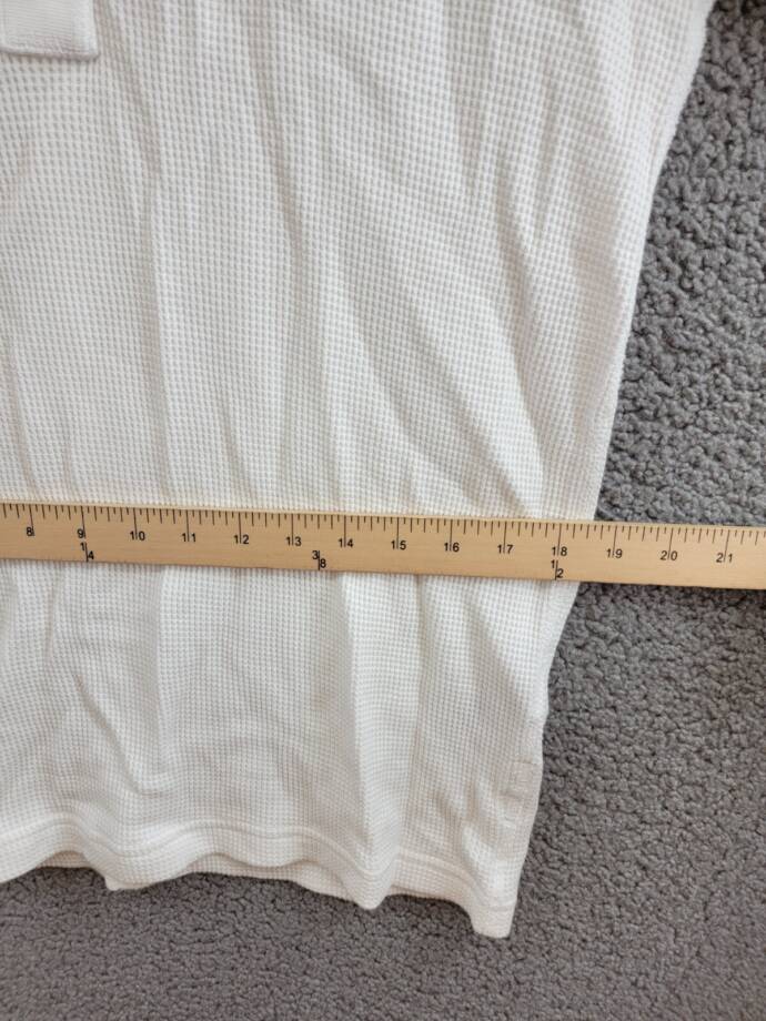 Rag & Bone Long Sleeve Waffle Knit Henley Top Men's S White Button Closure