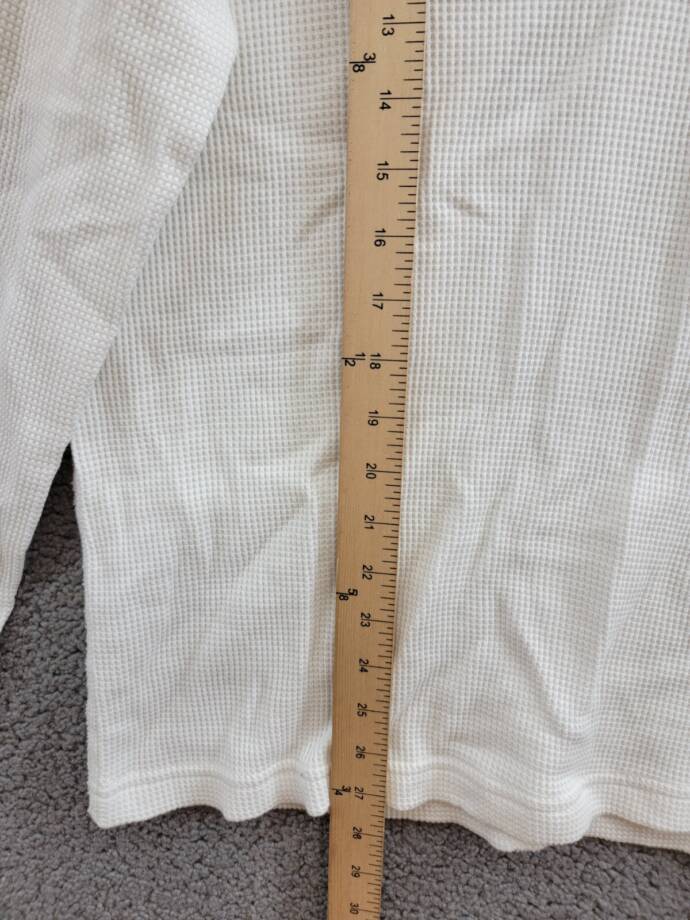 Rag & Bone Long Sleeve Waffle Knit Henley Top Men's S White Button Closure