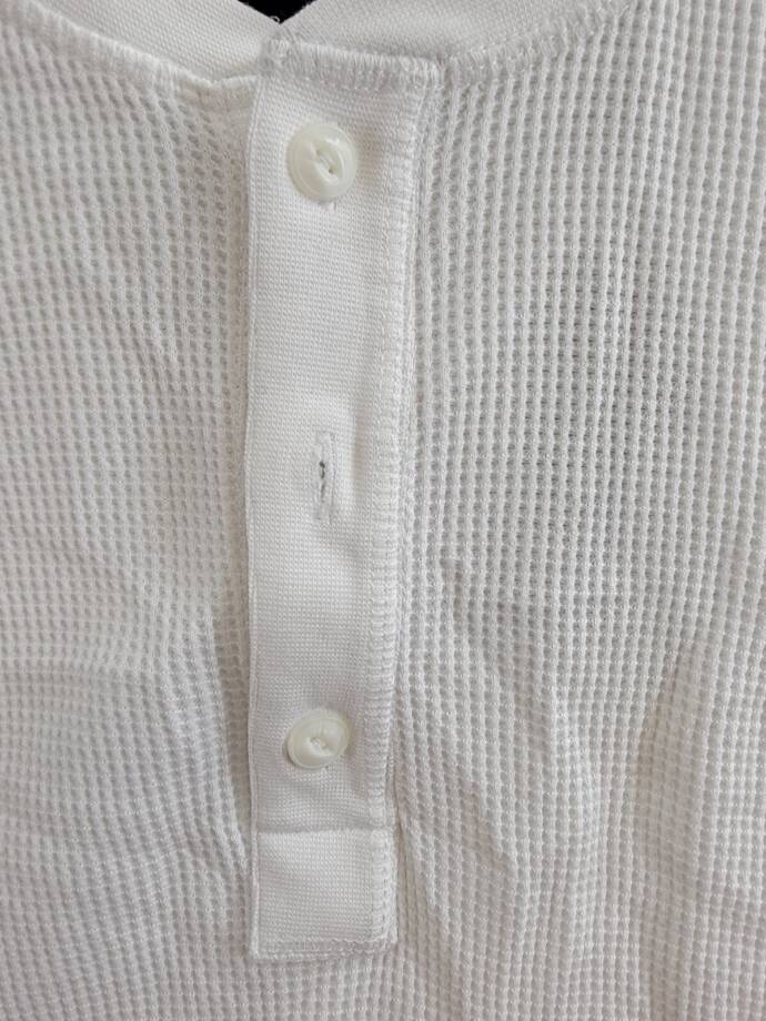 Rag & Bone Long Sleeve Waffle Knit Henley Top Men's S White Button Closure