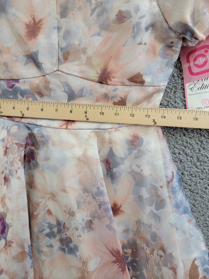 Rare Editions Floral Organza Social Dress Big Girls 14 Taupe Back Zip Closure