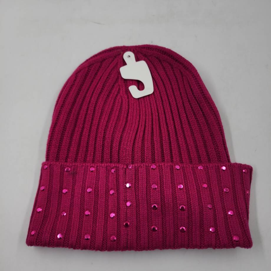 Michael Michael Kors Embellished Cuff Beanie Women's One Size Deep Fuchsia