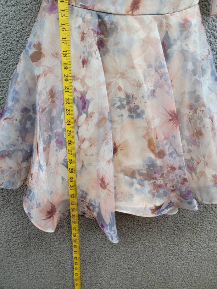 Rare Editions Floral Organza Social Dress Big Girls 14 Taupe Back Zip Closure