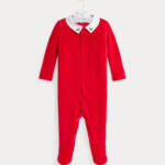 Ralph Lauren Embroidered Velour Footed Coverall Baby Boys' 6M Red Snap Placket