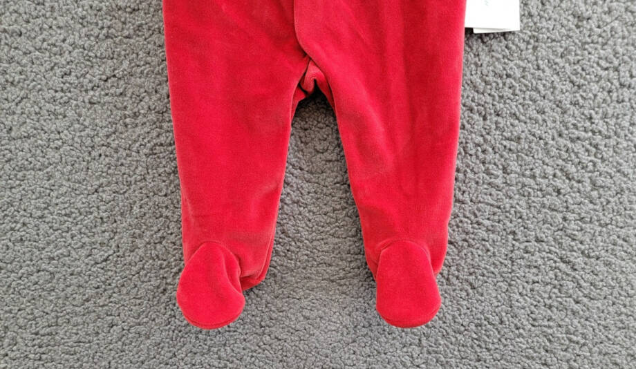 Ralph Lauren Embroidered Velour Footed Coverall Baby Boys' 6M Red Snap Placket