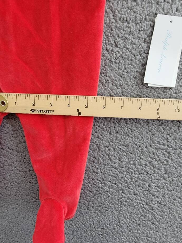 Ralph Lauren Embroidered Velour Footed Coverall Baby Boys' 6M Red Snap Placket