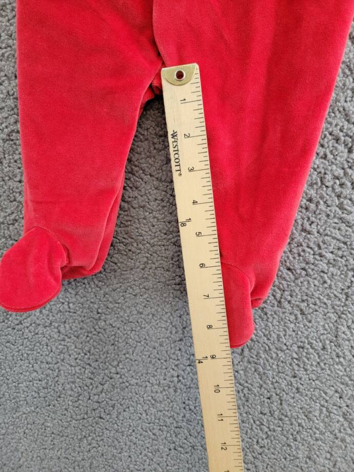 Ralph Lauren Embroidered Velour Footed Coverall Baby Boys' 6M Red Snap Placket