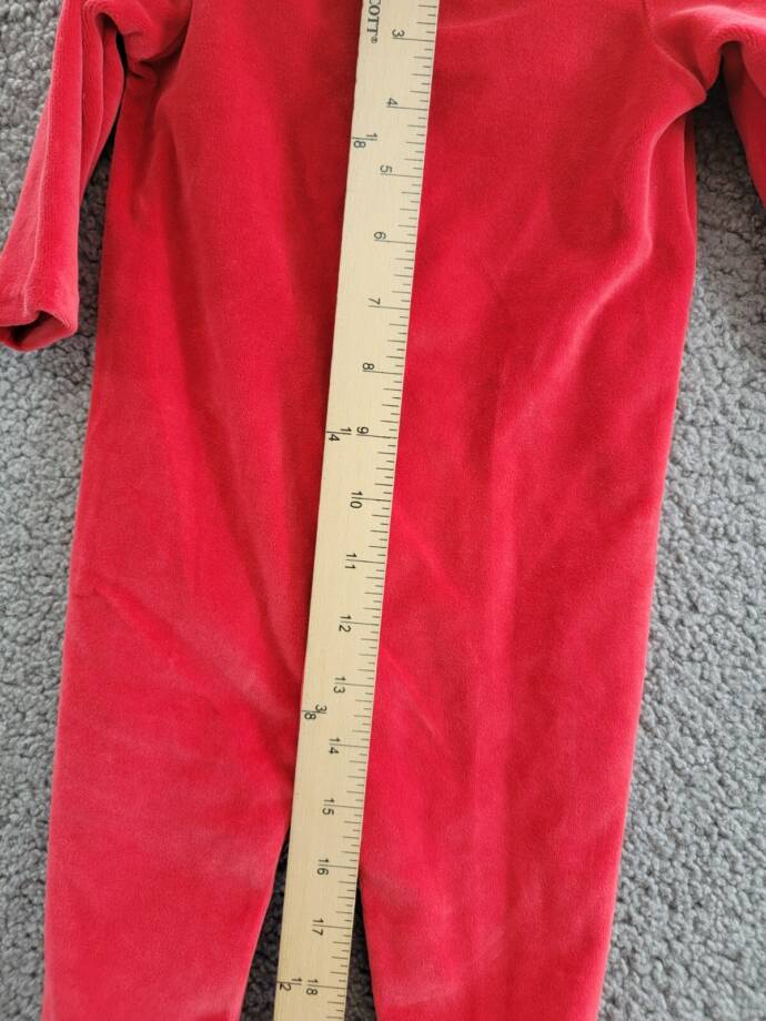 Ralph Lauren Embroidered Velour Footed Coverall Baby Boys' 6M Red Snap Placket