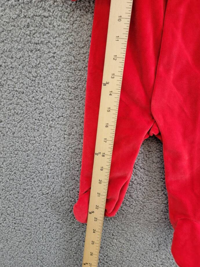 Ralph Lauren Embroidered Velour Footed Coverall Baby Boys' 6M Red Snap Placket