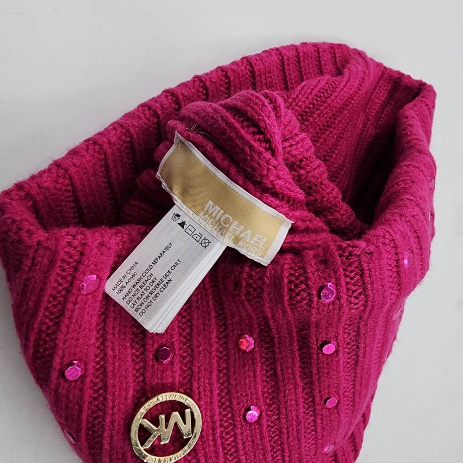 Michael Michael Kors Embellished Cuff Beanie Women's One Size Deep Fuchsia
