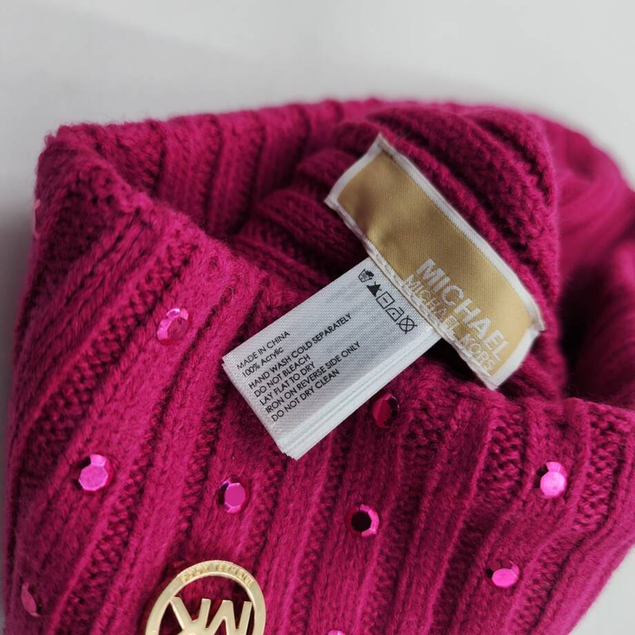 Michael Michael Kors Embellished Cuff Beanie Women's One Size Deep Fuchsia