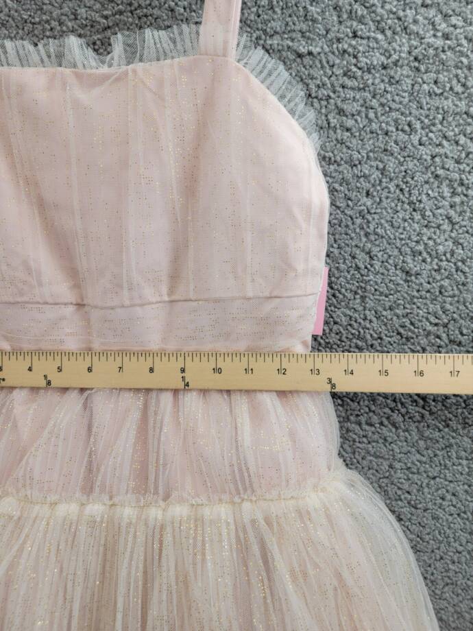 Rare Editions Sleeveless Pleated Metallic-Dot Social Dress Big Girls 14 Blush