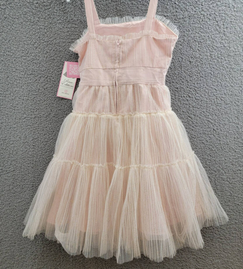 Rare Editions Sleeveless Pleated Metallic-Dot Social Dress Big Girls 14 Blush