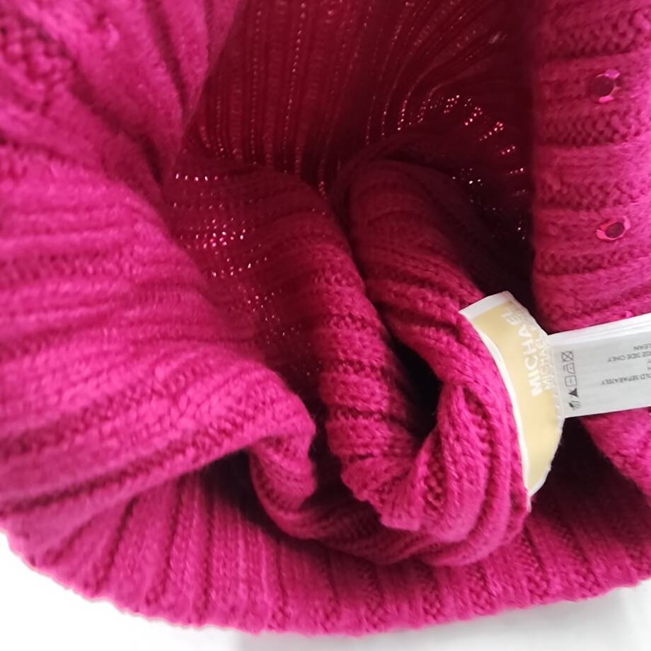 Michael Michael Kors Embellished Cuff Beanie Women's One Size Deep Fuchsia
